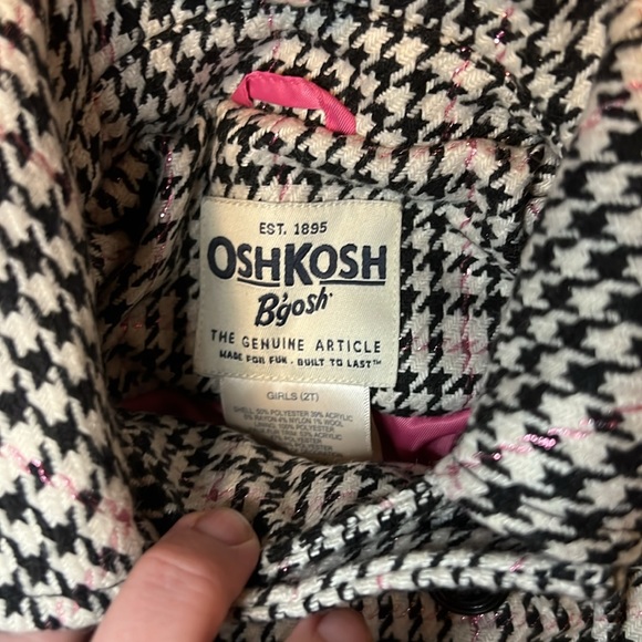 Oshkosh Houndstooth Girl's Peacoat Jacket Size 2T - Picture 5 of 8